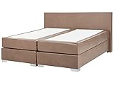 Beliani Boxspringbett Kunstleder in Braun 180 x 200 cm modernes Polsterbett Hotelbett