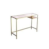 Beistelltisch Konsolentisch, 60/80 cm Glaskommode Mädchen Schlafzimmer Schminktisch Einfach zu montierender langlebiger Aufbewahrungstisch, Gold (Color : Gold, Size : 60 * 36 * 75Cm)