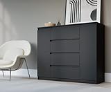 3xEliving Demi 2D4S Kommode 120cm in schwarz - Modernes Sideboard mit viel Stauraum für Ihren Wohnbereich - 120 x 101 x 39cm (B/H/T)