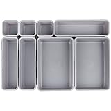 Schubladen Ordnungssystem Set 8 Stücke Drawer Schubladen Organizer mit 3 Größen Hellgrau Schreibtisch Organizer Schubladen schminktisch organizer für Büro Schminktisch Küche Bad