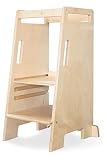 Ehrenkind® Lernturm Montessori höhenverstellbar | Natur-Holz Lernstuhl Nachhaltig | Lernturm | Learning Tower Kinderhocker Kinderturm Natur | Lernturm ab 1