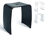 Libaro Badhocker Meran aus Acryl, für die Dusche geeignet, mit Griff, Zeitloses Design, rutschsicher mit Gummifüßen (schwarz)