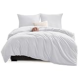 WAVVE Bettwäsche 200x200 3teilig Weiß - Bettbezüge 200 x 200 Sets mit 80x80 cm Kissenbezug, Bettwäsche Weiss 2x2m aus Mikrofaser, Weich Bettbezug mit Reißverschluss
