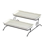 TOPBATHY 1 X Doppelschichtiger Tortenständer Utensilienhalter Dekoratives Serviertablett Keramik-Servierplatten Kuchen-Serviertablett 2 Etagen Cupcake-Ständer