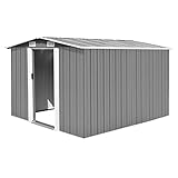 BULANED Geräteschuppen, Gartenhaus, Gerätehaus, Gartenhütte, Gartenschuppen, Fahrradgarage, Gartenhütte, 257×298×178 cm Metall Grau