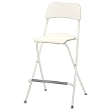 Klappbarer Barhocker, Erwachsene Tragbarer Stuhl mit Rückenlehne, Stuhl aus mit Metallbeinen, mit 140kg Belastung für Esszimmer, Küchen, Bar (Color : White, Size : 63cm/24.8in)