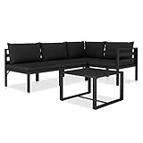 Yolola Lounge gartenmöbel Set Aluminium 5-teilig gartenlounge Aluminium Gartensofa Aluminium Gartenmöbel, Loungemöbel Terrasse Gartenlounge, Eckmodul, Anthrazit-5-tlg-4