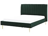 Beliani Elegantes Doppelbett grün aus Samtstoff 180 x 200 cm Marville