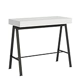 Decor Space Prato ausziehbarer Konsolentisch aus Holz für Esszimmer (Eschenweiß, ausziehbar bis 196 cm/Classic)
