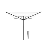 Brabantia - Lift-O-Matic drehbaren Wäschespinne - Reibungsloses Drehungen - UV-beständige Wäscheleine, 50 m - Kein Durchhängen - Auch für Kleiderbügel - Anthracite - ø 295 cm