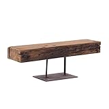 DESIGN DELIGHTS RUSTIKALER Vintage KERZENSTÄNDER Castle 60 | Teakholzblock auf Metallständer, 60x23x14 cm (BxHxT), Recycle Holz mit Gebrauchsspuren | dekorativer Kerzenhalter, Holzskulptur, Etagere