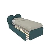 MOBILFINO CAMERETTE CUPIDOR - Kinderbett für Einzelbett, 80 x 190 cm, ausziehbares Bett und personalisierbares Kopfteil. Inklusive Netz - links, Petrolgrün