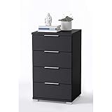 Universal Nachttisch in Schwarz - Moderner Nachtschrank mit vier Schubladen für Ihr Boxspringbett - 46 x 79 x 42 cm (B/H/T)