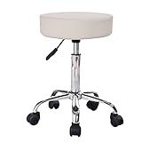 ARTSIM Runder Salonhocker, Verstellbarer drehbarer Beauty-Stuhl, hydraulischer Gaslift-Massagehocker für Friseur, Maniküre, Tattoo-Therapie, Massage, Spa (Farbe: Weiß) (Weiß)