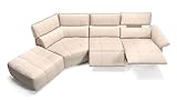 sofanella - Eckcouch Adria Ledersofa Ecksofa Wohnlandschaft - Creme
