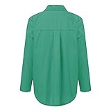 HOOUDO Damen Tshirt Elegant Vorne Mit Den Ärmeln Daunhemd Kragentaschen Töpfe Casual-Long Frauen Feste Knopf-Damen Baseball Shirt Damen Langarm