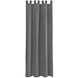 Bestlivings Gardine Vorhang Blickdicht modern mit Schlaufen Schlaufenschal Mikrosatin matt, in vielen Größen, Auswahl DUNKEL-GRAU in der Größe: B-140cm x L-225m