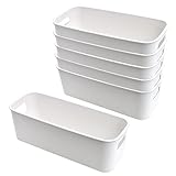 LYLIDIA 6 Stück Aufbewahrungsbox Kunststoff Aufbewahrungskorb mit Griffen Küchenschrank Organizer Box Körbe Aufbewahrung Kunststoffbox für Badezimmer Regal Kunststoffbox (Weiß)