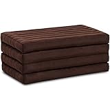 livasia Nachhaltige Klappmatratze aus Kapok, Gästematratze vierteilig, Faltbare Matratze einfarbig, ökologische Yogamatte, klappbares Gästebett, Liege Garten Balkon 200x80x8cm (Braun Uni)
