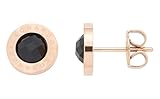 JEWELS BY LEONARDO Damen-Ohrstecker Matrix roségold/schwarz, Edelstahl roségold mit Farbglasstein schwarz und LEONARDO-Gravur, (B/H/T): 10/10/14 mm