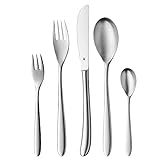 WMF Silk Besteck Set 12 Personen, Essbesteck 60 teilig, Monobloc-Messer, Cromargan Edelstahl mattiert, spülmaschinenfest