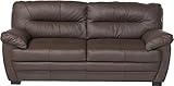 Mivano 3er-Sofa Royale / Zeitlose, bequeme Ledercouch mit hoher Rückenlehne / 190 x 86 x 90 / Lederimitat, Braun