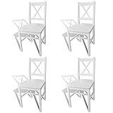 vidaXL Esszimmerstühle 4 STK, Esszimmerstuhl mit Rückenlehne, Essstuhl Küchenstuhl Stuhl für Esszimmer Küche, Holzstuhl, Weiß Kiefernholz