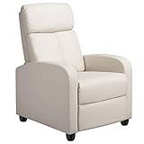 Yaheetech Fernsehsessel Relaxsessel mit Liege-Funktion, TV Sessel Ruhesessel Polstersessel Liegesessel verstellbar Einzelliegesessel für Wohnzimmer/Schlafzimmer/Lounge/Heimkino, Kunstleder Beige