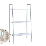 Leiterregal mit 3 Ebenen I Dekoratives Lagerregale Metall schmales Regal Leiterregal,Stabiles Metallgestell Eckregal für Wohnzimmer Schlafzimmer Küche，Farbe: weiß ( Color : White , Size : 61x35x106cm/