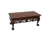 Antike Fundgrube Couchtisch im Chippendale Stil aus Massivholz | Wohnzimmertisch Tisch | dunkler Nussbaum-Farbton | Geschnitzte Elemente | L: 110 cm (3285)