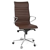 hjh OFFICE 720023 Profi Chefsessel PARIBA I Leder Braun Design-Stuhl Bürostuhl ergonomisch geformt, hohe Rückenlehne