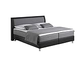 Maintal Boxspringbett Sharon, 140 x 200 cm, Stoff, 7-Zonen-Tonnentaschenfederkern Matratze h2, silbergrau/schwarz