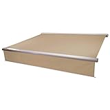 Elektrische Vollkassetten-Markise T124, 4x3m ausfahrbarer Volant - Polyester Creme