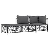 Tidyard 3-TLG. Gartenmöbel Set Gartensofa Gartenlounge Set Balkon Möbel Set Sitzgruppe Garten Terrassenmöbel Loungemöbel Gartengarnitur Terrasse Garten Lounge Set mit Kissen Anthrazit Stahl