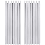 Amazon Brand - Umi 2 Stück Blickdicht Vorhänge Gardinen mit Schlaufen 180x140 cm (LxB) Grau Weiß