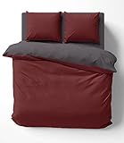 one-home Wendebettwäsche 200x220 cm Bordeaux rot anthrazit Uni Doppelbett Mikrofaser