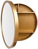 Badezimmer-Wandspiegelschrank, platzsparend Runder Massivholzspiegel Schrank Wandmontierter Lagerspiegelkabinett Beleuchteter Make-up-Spiegel Schlafzimmer Spiegelkabinett ( Color : Gold , Size : 50*50