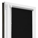 Estika® Verdunklungsrollo Thermorollo ohne Bohren - 130 cm x 150 cm - Schwarz - 13 Stoff Farben, Rollos für Fenster ohne Bohren, Klemmfix rollos für Fenster innen (130 cm Stoffbreite)