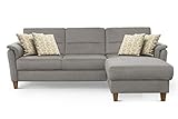 CAVADORE Schlafsofa Palera / Federkern-Ecksofa mit Schlaffunktion und Bettkasten / 244 x 89 x 163 / Mikrofaser-Bezug, Hellgrau