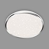 BRILONER Leuchten - LED Deckenleuchte, Badleuchte, Badlampe inkl. Sternendekor, IP44, 18 Watt, 1.800 Lumen, 4.000 Kelvin, Chrom-Weiß, 330x66mm (DxH)
