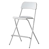 Weißer Barhocker mit Rückenlehne, klappbarer Hochstuhl aus Metall, tragbarer Barhocker in Thekenhöhe, für Haus Küche0 Büro Picknick Party (Color : White, Size : 75cm/30inch)