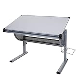 Mendler Kinder-/Jugend-Schreibtisch Schülerschreibtisch Bürotisch Oxford, höhenverstellbar, neigbar - grau