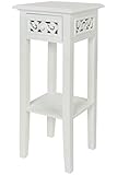 elbmöbel Telefontisch Couchtisch Beistelltisch Nachttisch weiß braun aus Holz 1 Schublade Ablage im Shabby chic antik Landhaus Stil – H67 x B25 x T25 cm