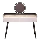 Schminktisch Mit LED-beleuchtetem Spiegel, Makeup Tisch Set Mit 2 Schubladen, LED-schminktische Mit Drei Gängen Und Weich Gepolstertem Hocker For Frauen Und Mädchen ( Color : A , Size : 100*40*120cm )