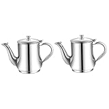 2 Stück Ölflasche mit Filter Speck Fettbehälter Edelstahl Öltopf Kleiner Behälter Bratöl Keeper Ölsieb Behälter Kochen Sauce Glas Haushalt Ölspender Metall (Farbe: Silberx2 Stück