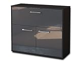 Lqliving Sideboard - Beistellschrank Cassandra, Korpus: anthrazit matt, Front: Hochglanz-Design Grau (92x79x35cm), inkl. Metall Griffen, Made in Germany