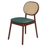 Armloser Mid Century Rattanstuhl Aus Holz, mit Handgeflochtener Rattan Rückenlehne, Geeignet for Wohnzimmer und Küche, Sitzhocker aus Korbgeflecht Auf Der Terrasse ( Color : Walnut , Size : 44*52*82cm