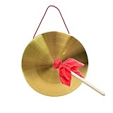 DOOKAA Chinesischer Gong Gong Mini-Gong Messing-Kupfer-Handgong, 15 cm Messing-Gong mit rundem Hammer für Heimdekoration, Einweihungsgeschenk(Color:15cm,Size:)