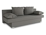 Schlafsofa Tina inklusive Bettkasten - Sofa mit Schlaffunktion, Bettsofa, Couchgarnitur, Couch, Bett, Schlafmöbel (Alova 10 (Grau))