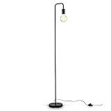 B.K.Licht - Stehlampe - schwarze retro Stehleuchte mit Fußtaster - E27 Fassung - ohne Leuchtmittel - 140cm Höhe
